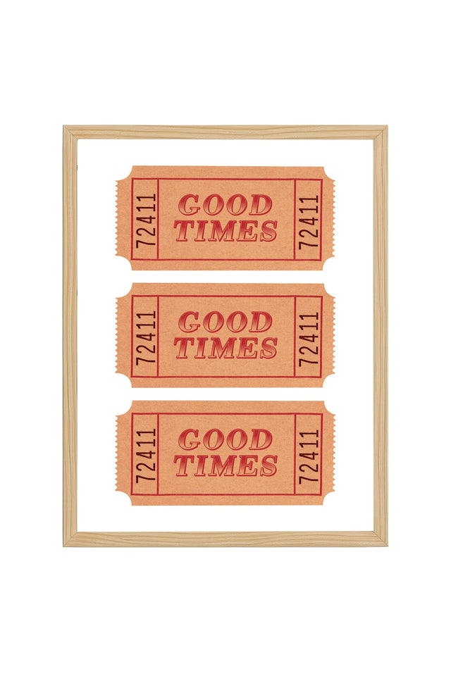 Doğal Ahşap Çerçeveli Retro Typografi Tablo - Good Times Yazısı | huhu2266