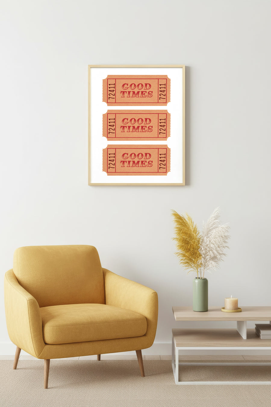 Doğal Ahşap Çerçeveli Retro Typografi Tablo - Good Times Yazısı | huhu2266