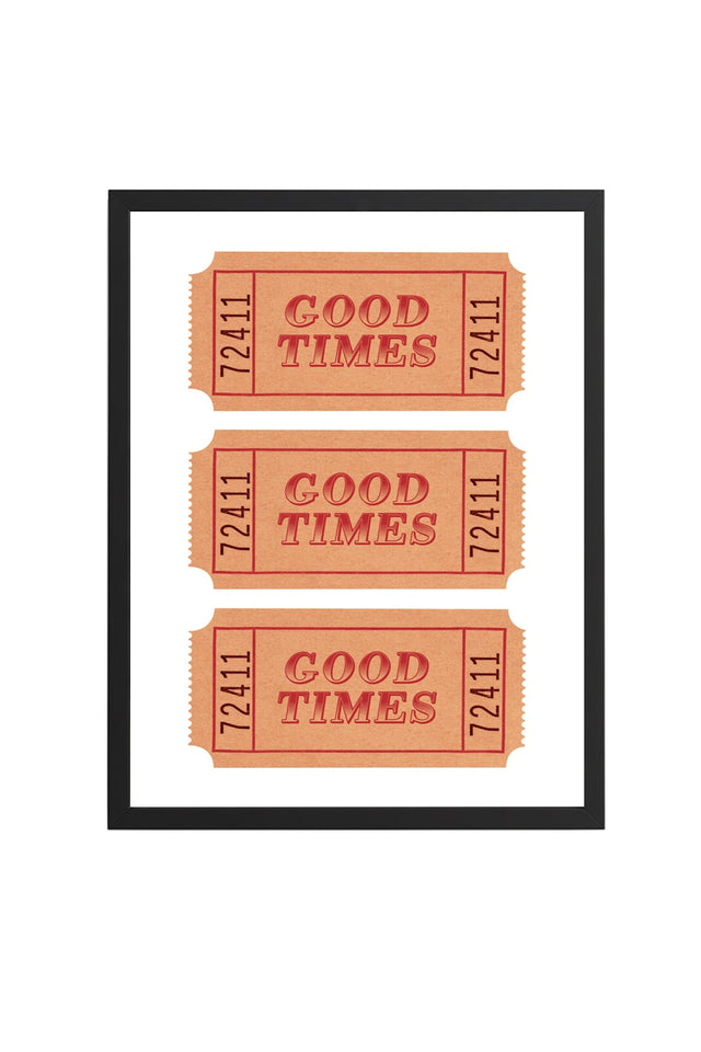 Doğal Ahşap Çerçeveli Retro Typografi Tablo - Good Times Yazısı | huhu2266