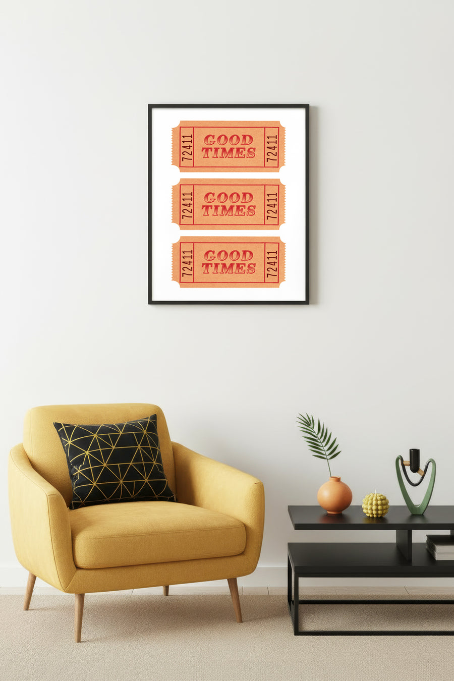 Doğal Ahşap Çerçeveli Retro Typografi Tablo - Good Times Yazısı | huhu2266