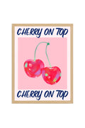 Doğal Ahşap Çerçeveli Retro Tablo - Cherry On Top Pop Art Desen | huhu2289