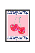 Doğal Ahşap Çerçeveli Retro Tablo - Cherry On Top Pop Art Desen | huhu2289