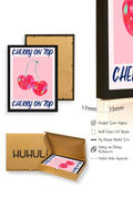 Doğal Ahşap Çerçeveli Retro Tablo - Cherry On Top Pop Art Desen | huhu2289