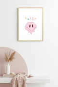 Doğal Ahşap Çerçeveli Retro Smiley Tablo - Eğlenceli Pop Art Desen | huhu2300
