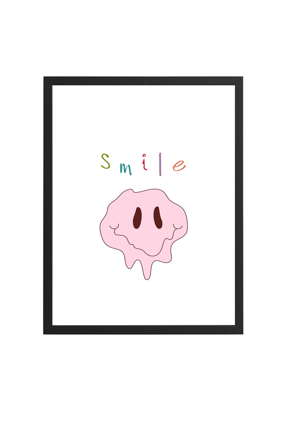 Doğal Ahşap Çerçeveli Retro Smiley Tablo - Eğlenceli Pop Art Desen | huhu2300