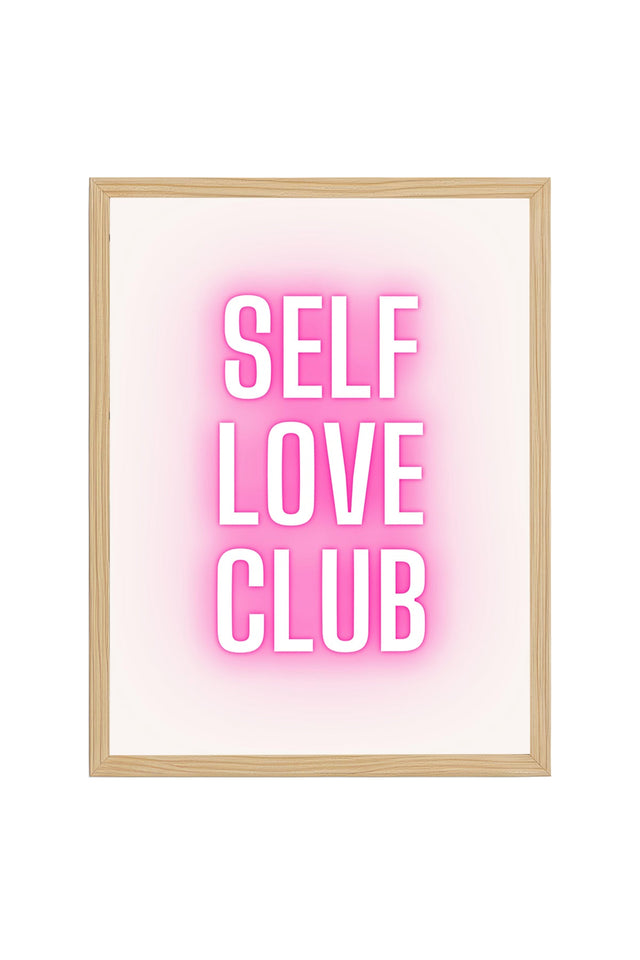 Doğal Ahşap Çerçeveli Pop Art Tablo - Self Love Neon Yazı Tasarımı | huhu2303