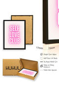 Doğal Ahşap Çerçeveli Pop Art Tablo - Self Love Neon Yazı Tasarımı | huhu2303