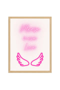 Doğal Ahşap Çerçeveli Neon Love Tablo - Please More Love Yazısı | huhu2309