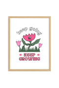Doğal Ahşap Çerçeveli Floral Lale Tablo - Keep Growing Retro Desen | huhu2310
