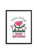 Doğal Ahşap Çerçeveli Floral Lale Tablo - Keep Growing Retro Desen | huhu2310