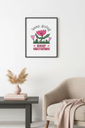 Doğal Ahşap Çerçeveli Floral Lale Tablo - Keep Growing Retro Desen | huhu2310