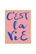 Doğal Ahşap Çerçeveli Minimalist C'est La Vie Tablo - Fransız Script Retro | huhu2324