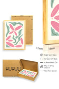 Doğal Ahşap Çerçeveli Retro Boho Floral Tablo - Pastel Çiçek Deseni | huhu2325