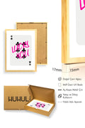 Doğal Ahşap Çerçeveli Retro Tablo - Lucky You Script - Pembe Tonlar | huhu2331