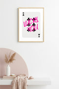 Doğal Ahşap Çerçeveli Retro Tablo - Lucky You Script - Pembe Tonlar | huhu2331