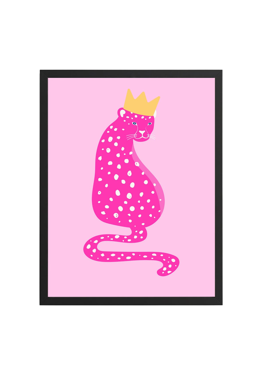 Doğal Ahşap Çerçeveli Retro Kedi Tablo - Pembe Nokta Desenli Prenses | huhu2333