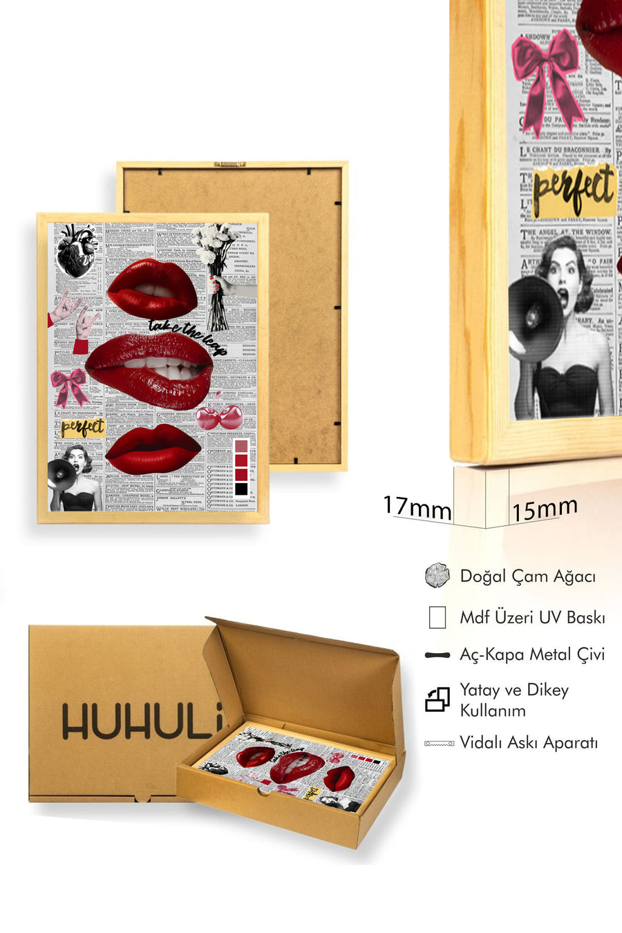 Doğal Ahşap Çerçeveli Retro Tablo - Vintage Metin Baskılı | huhu2334