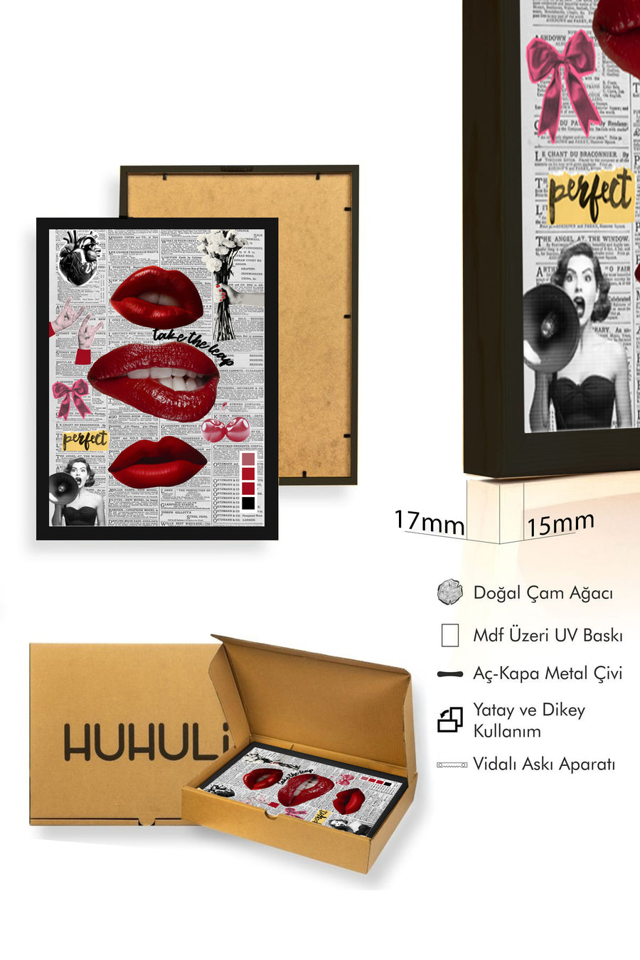 Doğal Ahşap Çerçeveli Retro Tablo - Vintage Metin Baskılı | huhu2334