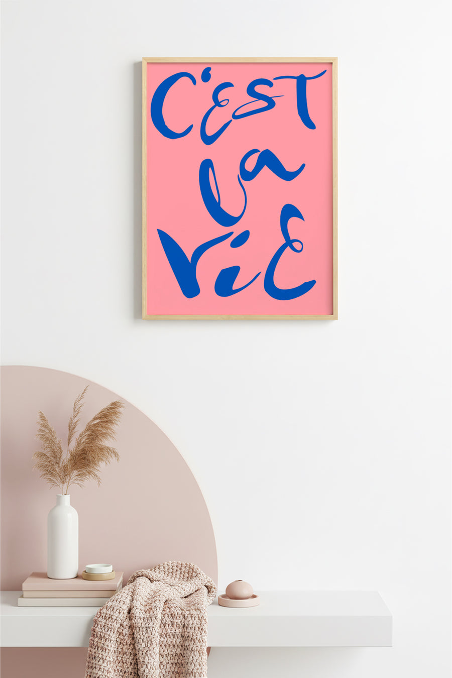 Doğal Ahşap Çerçeveli Retro Tablo - Boho Script Yazı Tasarım | huhu2352