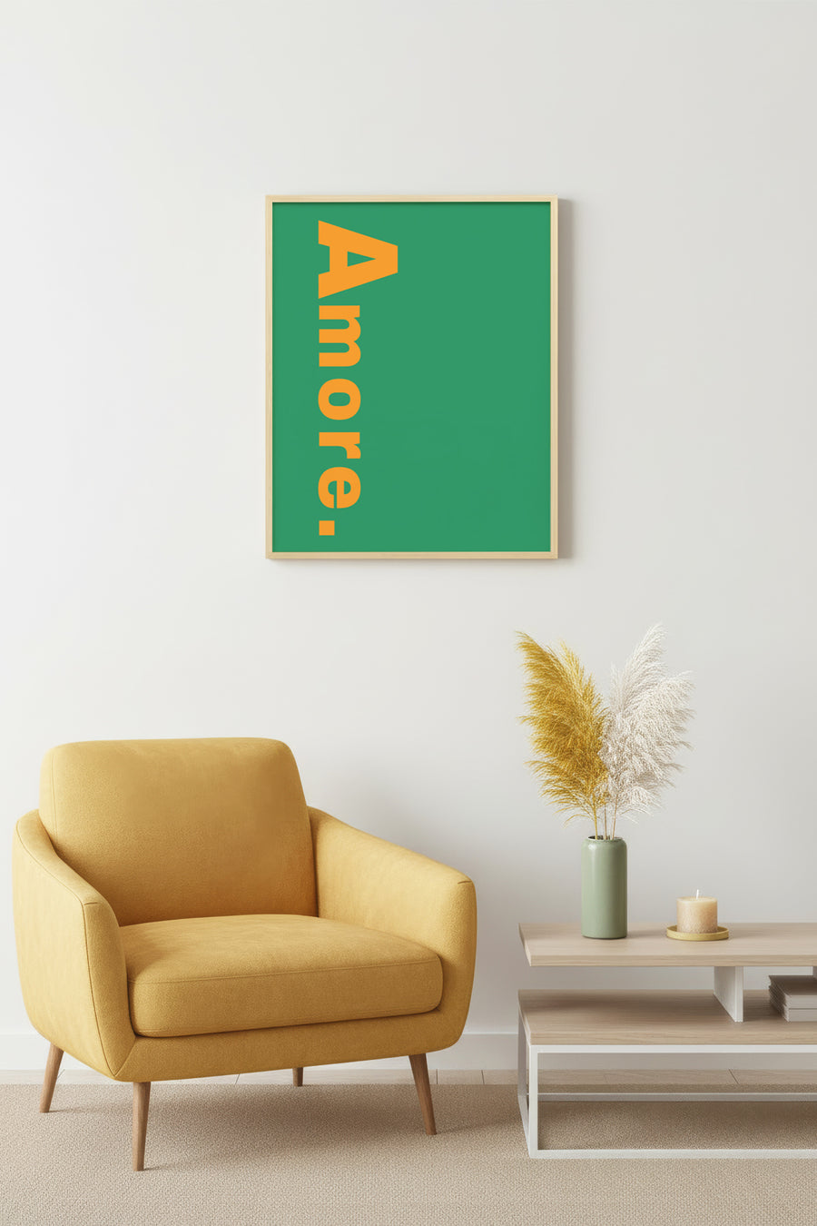 Doğal Ahşap Çerçeveli Retro Tablo - Amore Kelime Sanatı | huhu2355