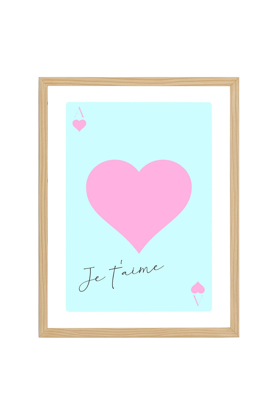 Doğal Ahşap Çerçeveli Retro Kalp Tablo - Pembe Je T'aime Dekorasyon | huhu2365