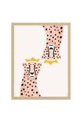 Doğal Ahşap Çerçeveli Retro Leopar Portresi Tablo - Pop Art Hayvan Sanatı | huhu2366