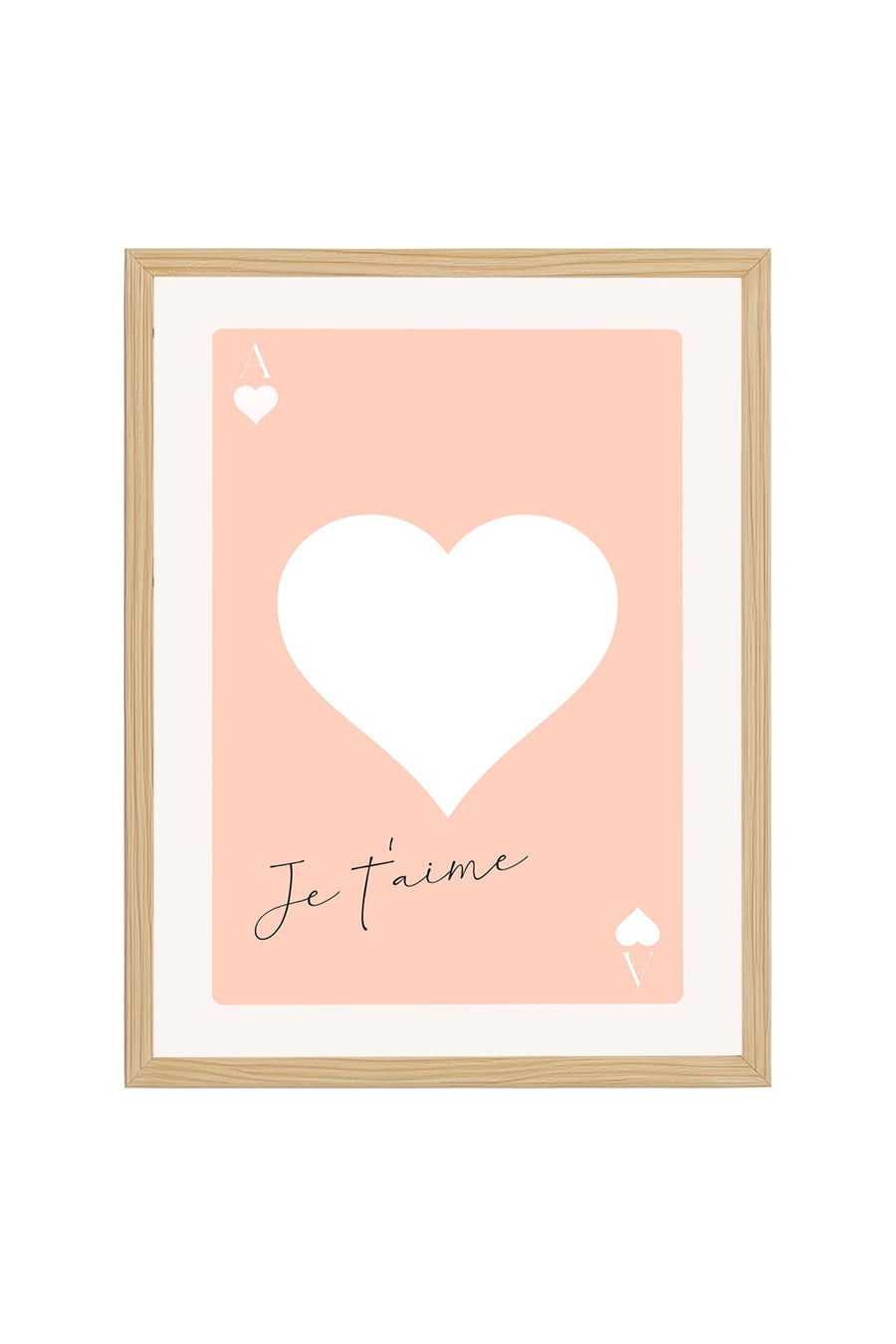 Doğal Ahşap Çerçeveli Retro Kalp Je T'aime Tablo - Romantik Pastel Tonlar | huhu2372