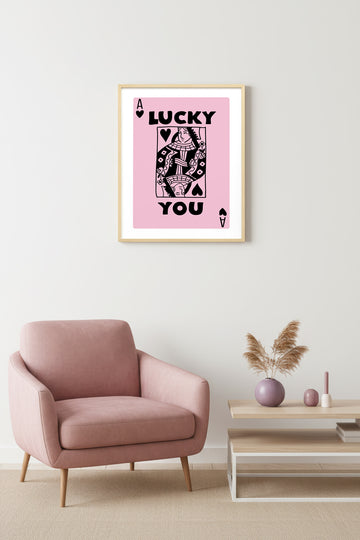 Doğal Ahşap Çerçeveli Retro Grafik Tablo - Pop Art Uğur Figürlü Sanat Baskı | huhu2377