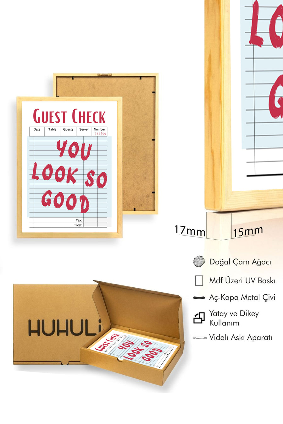Doğal Ahşap Çerçeveli Retro Tablo - You Look So Good Yazılı Dekoratif Tablo | huhu2378