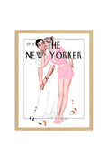 Doğal Ahşap Çerçeveli Vintage Tablo - Retro Pop Art Çift New Yorker | huhu2385