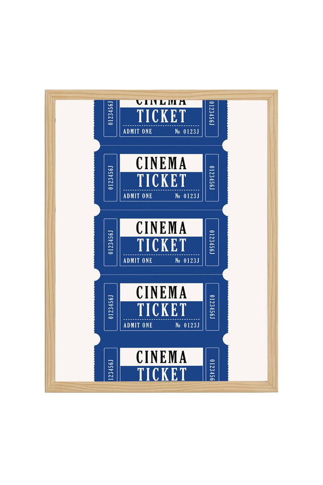 Doğal Ahşap Çerçeveli Retro Sinema Bileti Tablo - Film Temalı | huhu2394