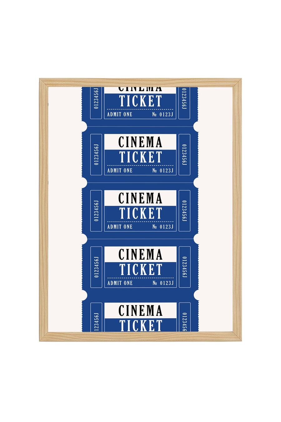 Doğal Ahşap Çerçeveli Retro Sinema Bileti Tablo - Film Temalı | huhu2394