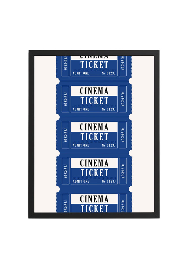 Doğal Ahşap Çerçeveli Retro Sinema Bileti Tablo - Film Temalı | huhu2394