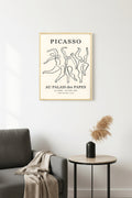 Doğal Ahşap Çerçeveli Line Art Tablo - Soyut İnsan Figürlü Retro Tablo - Picasso | huhu2401
