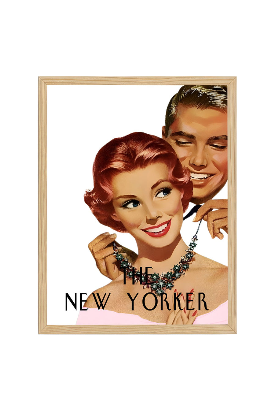 Doğal Ahşap Çerçeveli Retro Portre Tablo - New Yorker Vintage Sanat | huhu2405
