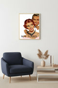 Doğal Ahşap Çerçeveli Retro Portre Tablo - New Yorker Vintage Sanat | huhu2405
