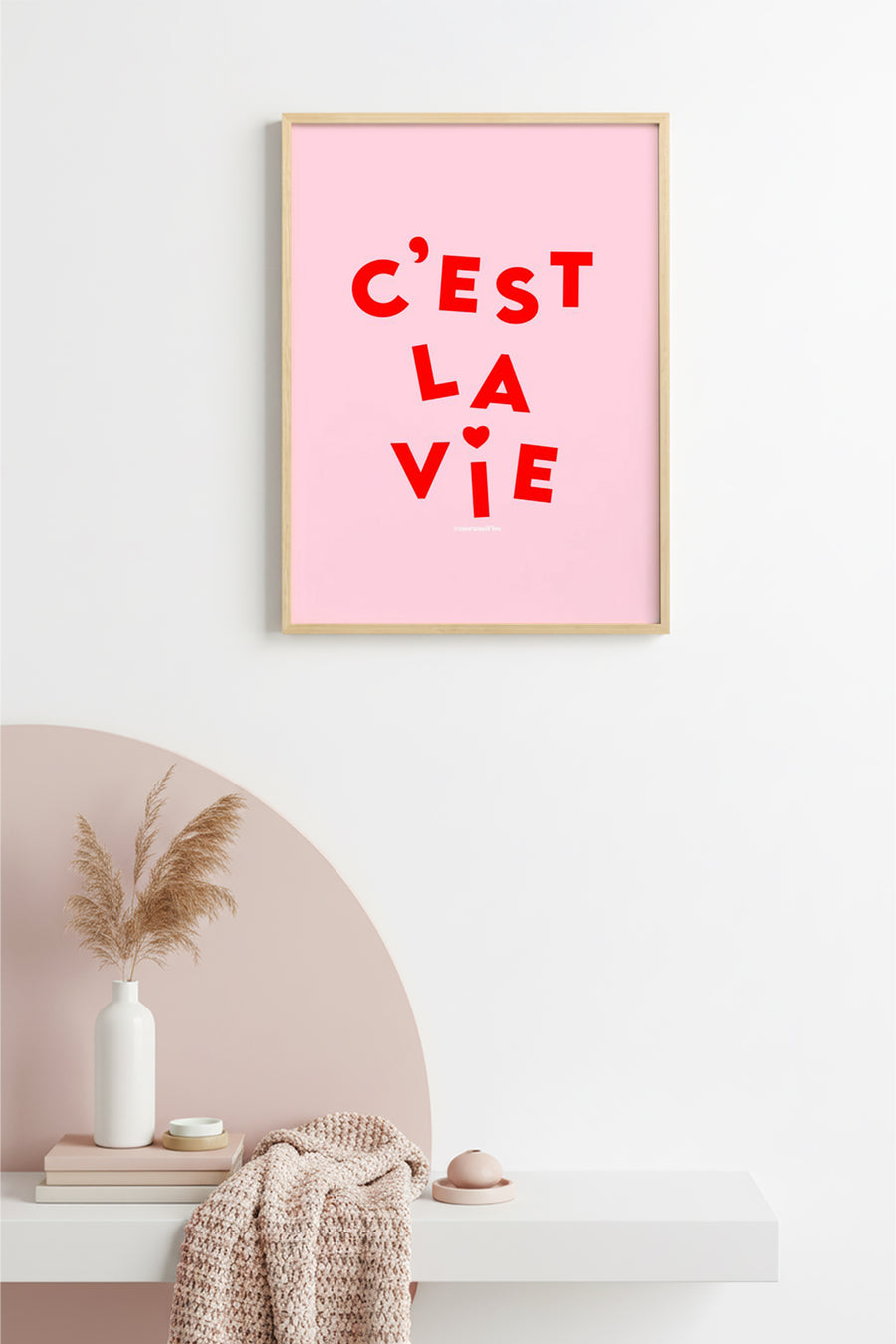 Doğal Ahşap Çerçeveli Retro Quote Tablo - C'est La Vie Fransızca Söz | huhu2421