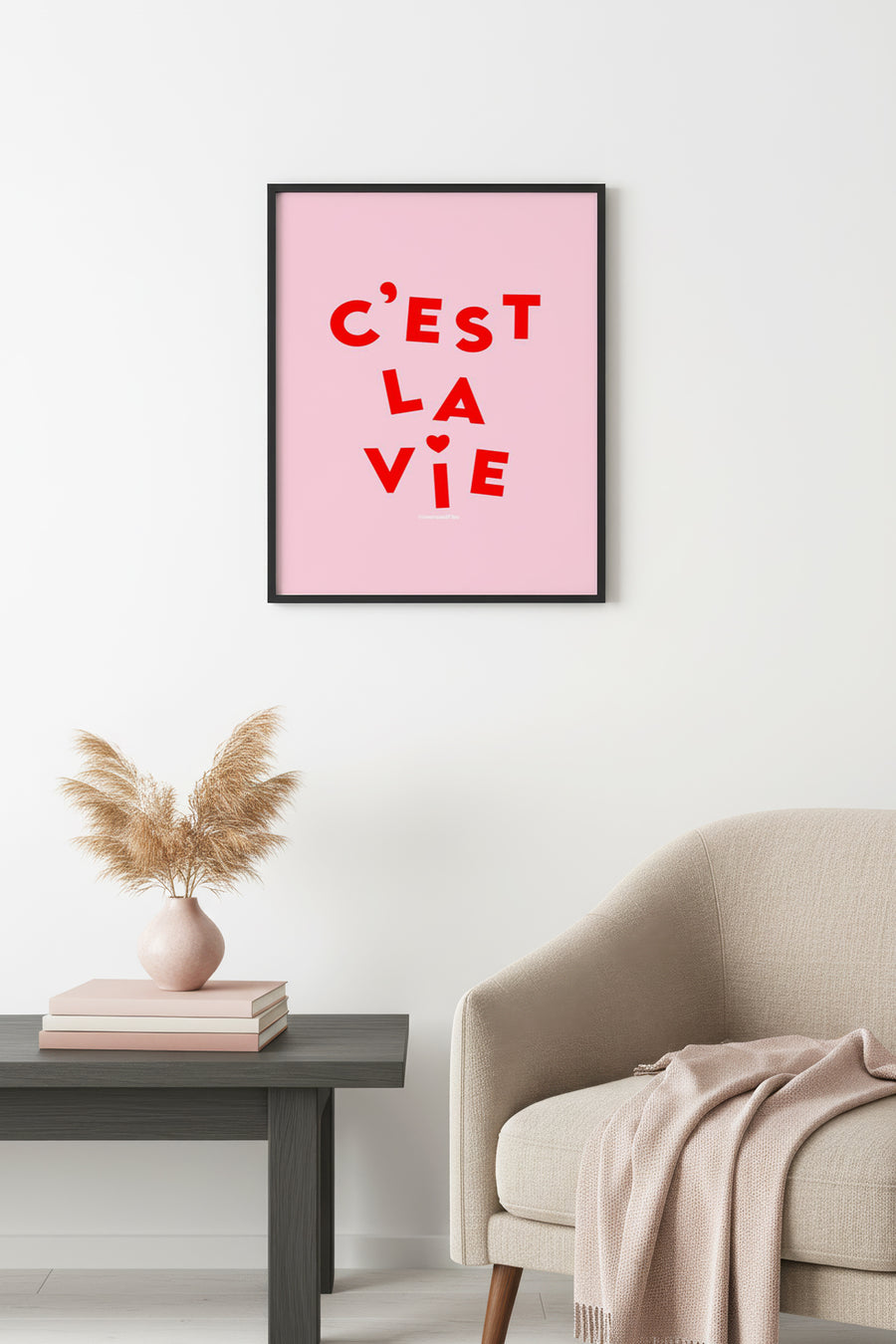 Doğal Ahşap Çerçeveli Retro Quote Tablo - C'est La Vie Fransızca Söz | huhu2421