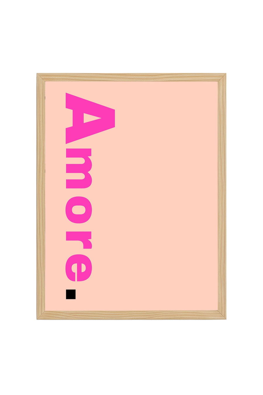 Doğal Ahşap Çerçeveli Retro Amore Yazı Tipi Tablo - Pembe | huhu2426