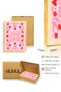 Doğal Ahşap Çerçeveli Retro Floral Tablo - Pembe ve Kırmızı Tonlar | huhu2436