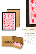 Doğal Ahşap Çerçeveli Retro Floral Tablo - Pembe ve Kırmızı Tonlar | huhu2436