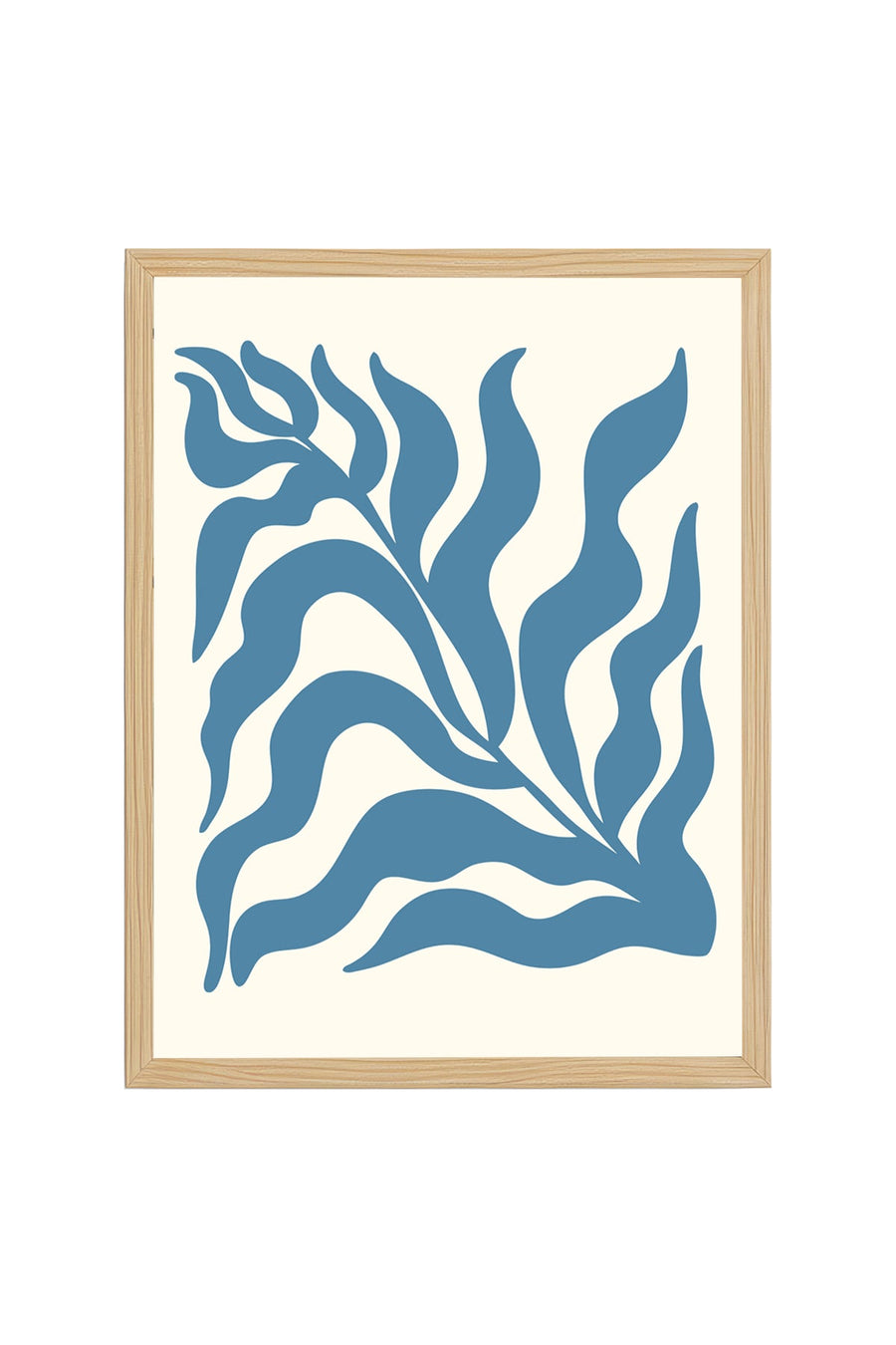 Doğal Ahşap Çerçeveli Retro Yapraklar Tablo - Tropikal Botanik Desen | huhu2441