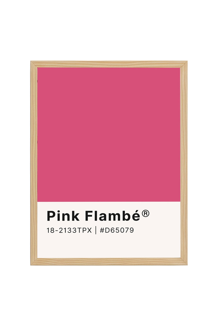 Doğal Ahşap Çerçeveli Retro Tablo - Minimal Pembe Dekoratif Tablo | huhu2456
