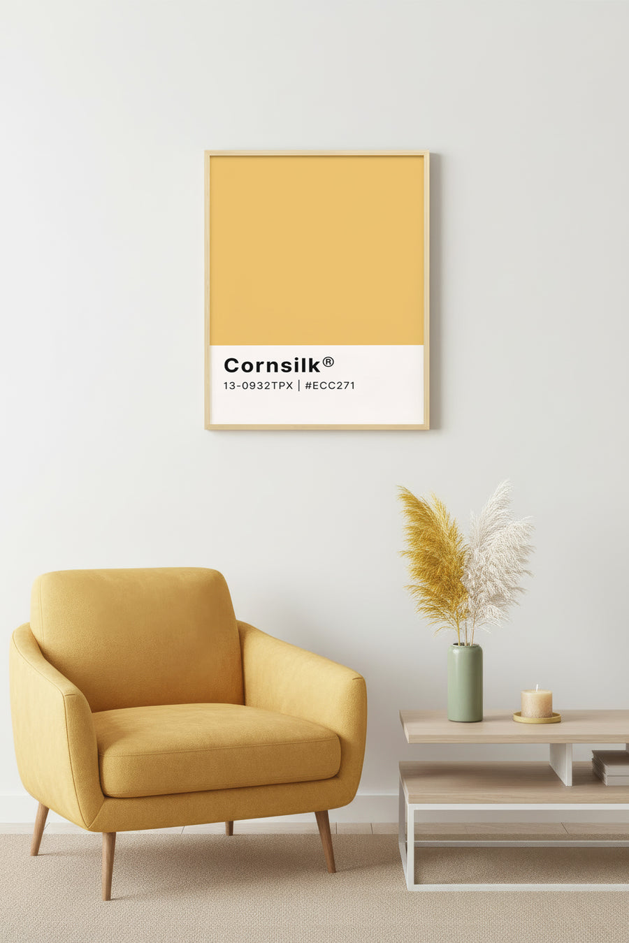 Doğal Ahşap Çerçeveli Retro Tablo - Minimalist Tasarım | huhu2457