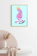Doğal Ahşap Çerçeveli Retro Kraliçe Kaplan Tablo - Pop Art Tarz | huhu2463