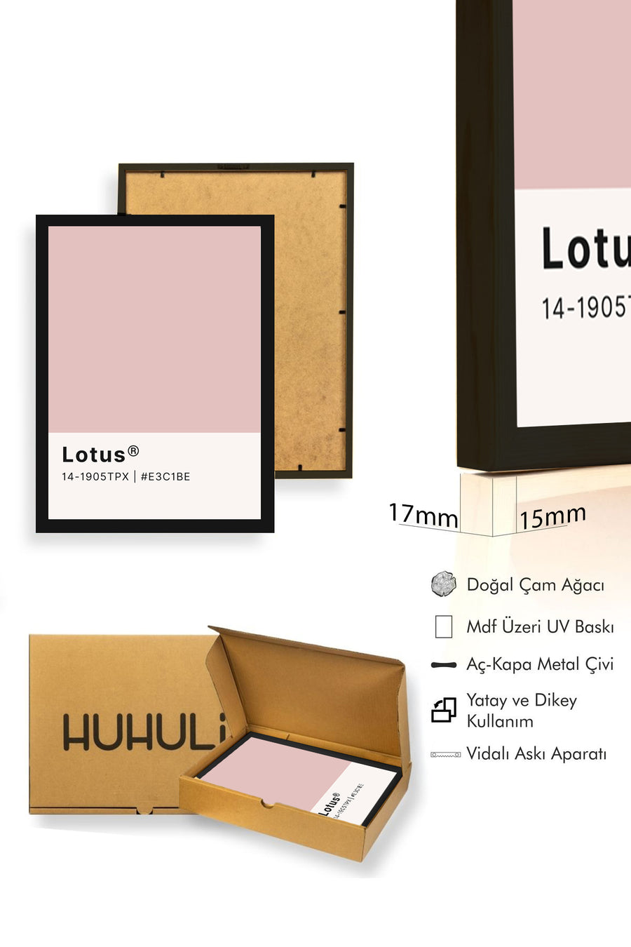 Doğal Ahşap Çerçeveli Retro Tablo - Pastel Tonlar | huhu2467
