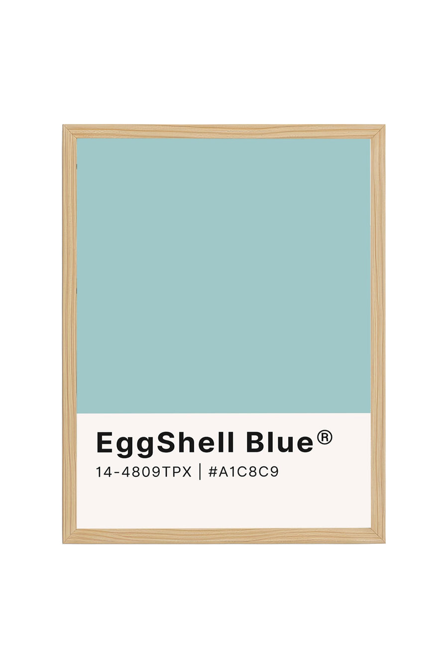Doğal Ahşap Çerçeveli Minimalist Soyut Tablo - Eggshell Blue Tonları | huhu2469