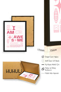 Doğal Ahşap Çerçeveli Retro Typografi Tablo - I Am Awesome Yazılı Motivasyonel | huhu2475