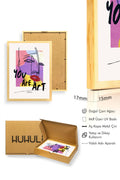Doğal Ahşap Çerçeveli Retro Tablo - Pop Art Soyut Sanat Yüz Portresi | huhu2484