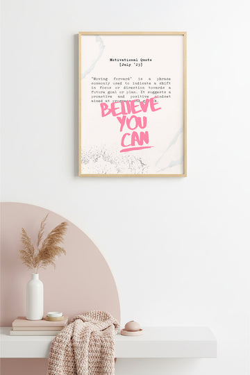 Doğal Ahşap Çerçeveli Retro Pop Art Tablo - Motivasyon Sözü - Pembe Tonlar | huhu2488
